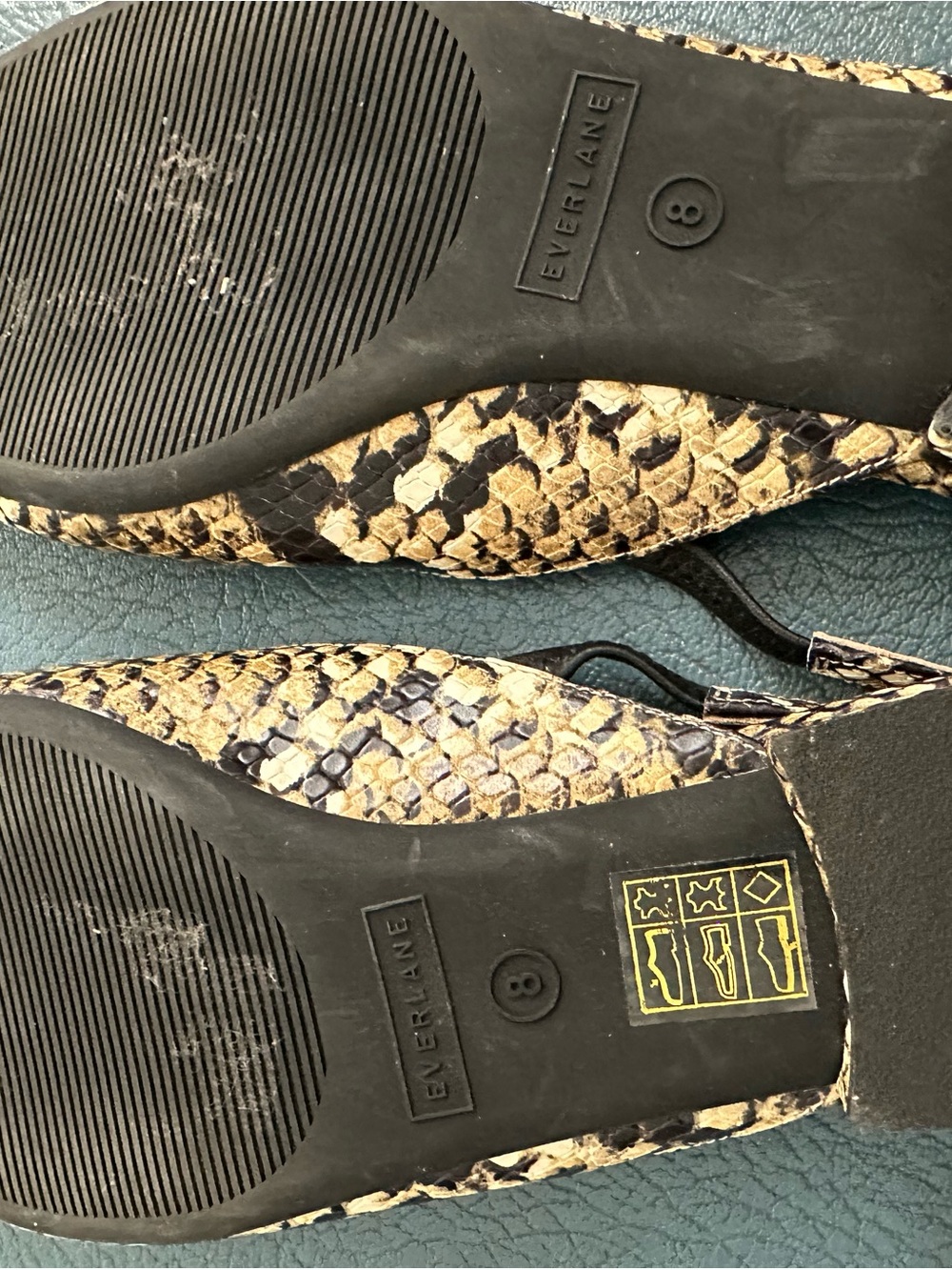 Everlane Snake-Print Ballet Flats in Black and Gold-Tone - Picture 3 of 5